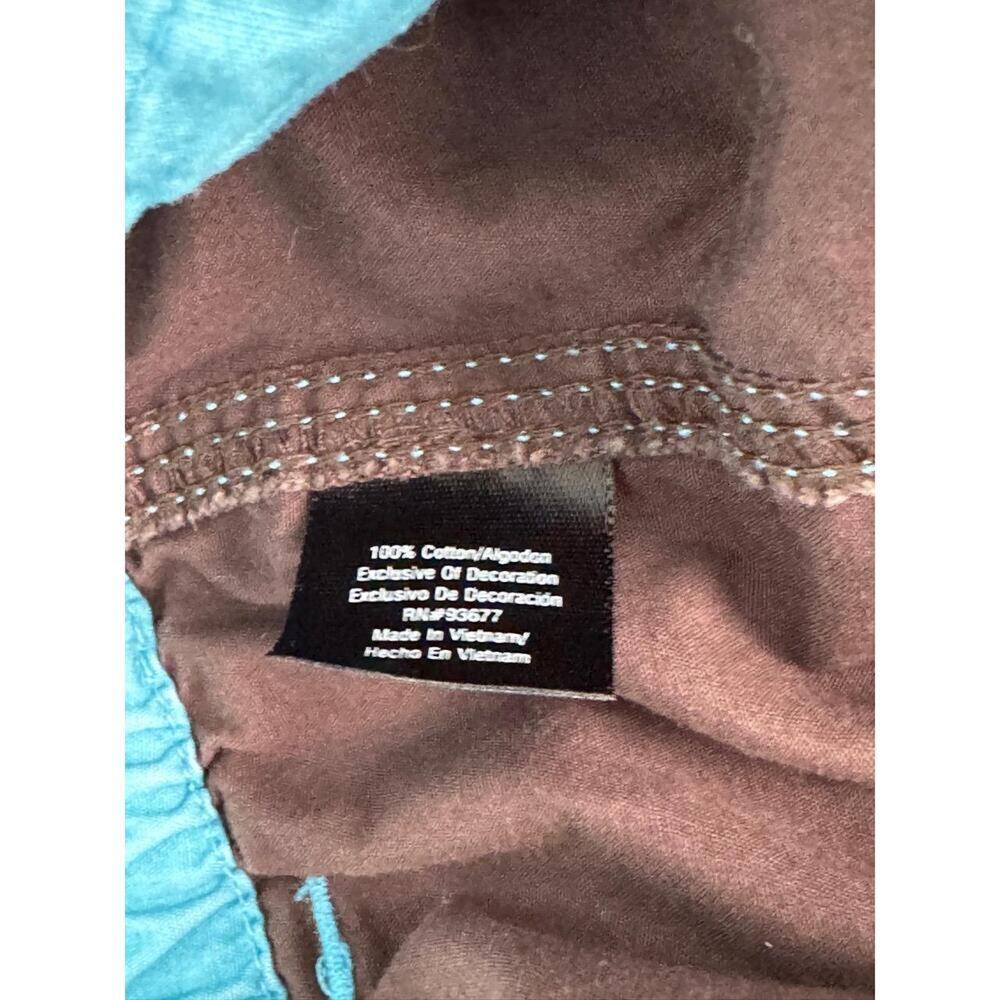 SB Active Women’s XL‎ Brown Cargo Capri Pants with Teal Contrast Stitching Y2K - Picture 4 of 9